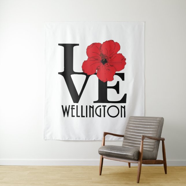 Tenture LOVE Wellington Red Hibiscus (En situation)