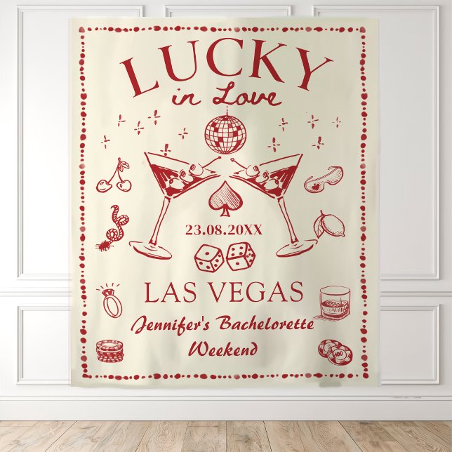 Tenture Lucky in Love Cocktail Bachelorette Party Tapestry (Créateur téléchargé)