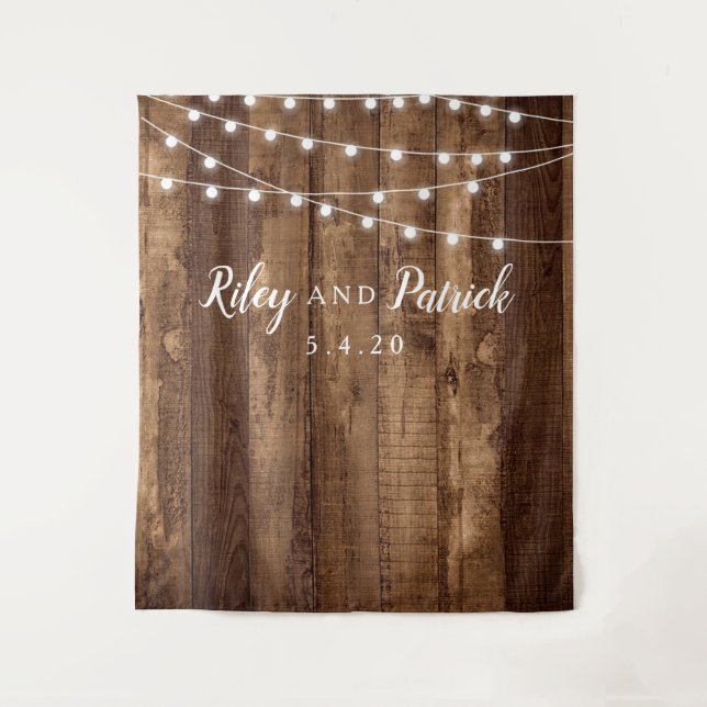 Tenture Lumière de Fée en Bois Rustique pour Fête de Maria (Devant)