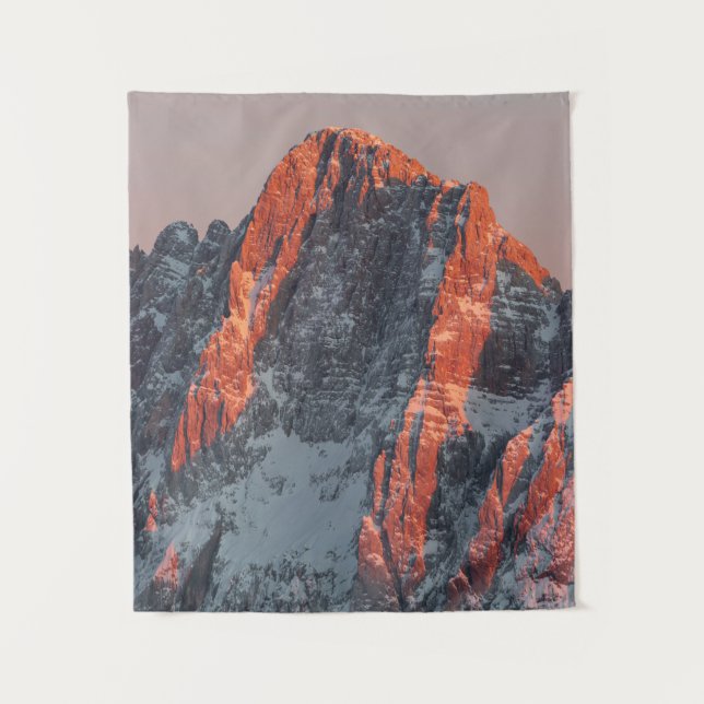 Tenture Lumière du soleil sur les montagnes enneigées (Devant)