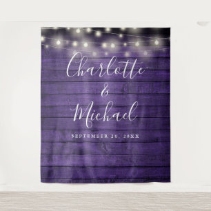 Tenture Lumières à filaments en bois rustique violet pour