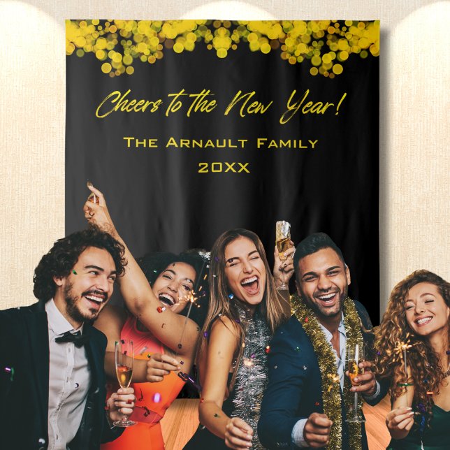 Tenture Lumières de bokeh dorées noires acclament la nouve (Créateur téléchargé)