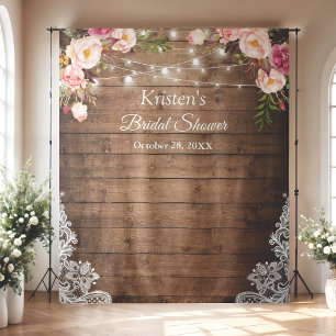 Tenture Lumières de chaîne florales rustiques pour arrière
