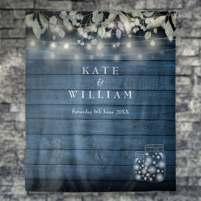 Tenture Lumières rustiques en forme de jarres de maçon pou (Rustic String Lights Mason Jars Photo Backdrop)