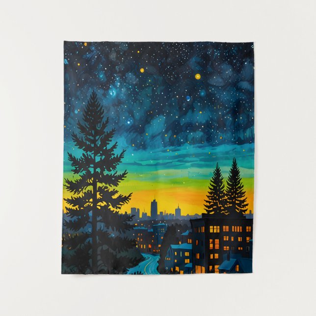 Tenture Luminosité du crépuscule urbain (Devant)