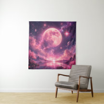Lune rose Fleur de cerisier Fantastique Ciel noctu