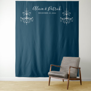 Tenture Lustres bleu marine Mariage Fond de photo