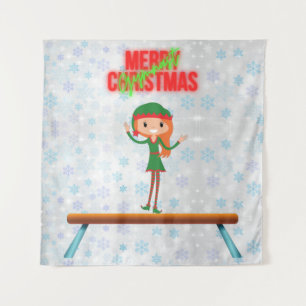 Tenture Lutin de gymnastique joyeux Noël