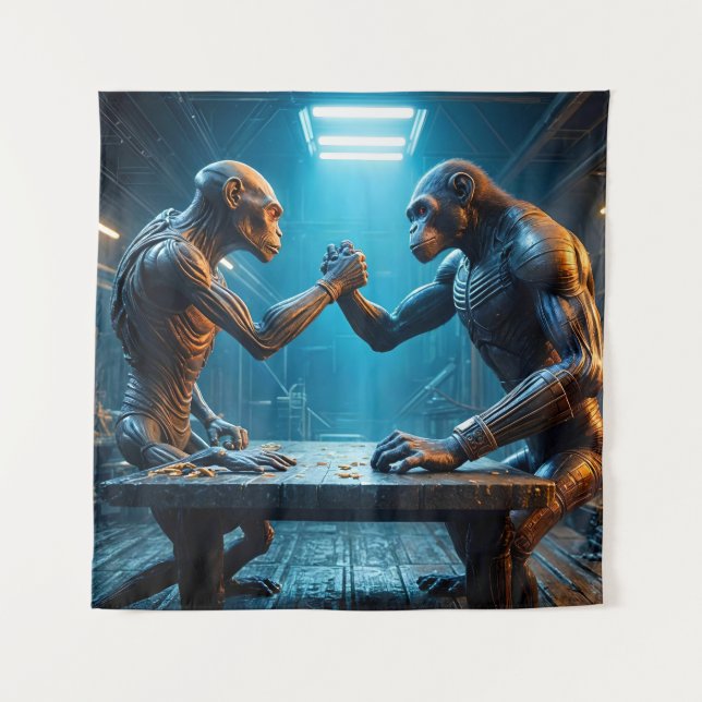 Tenture Lutte contre les bras Aliens et singes (Devant)