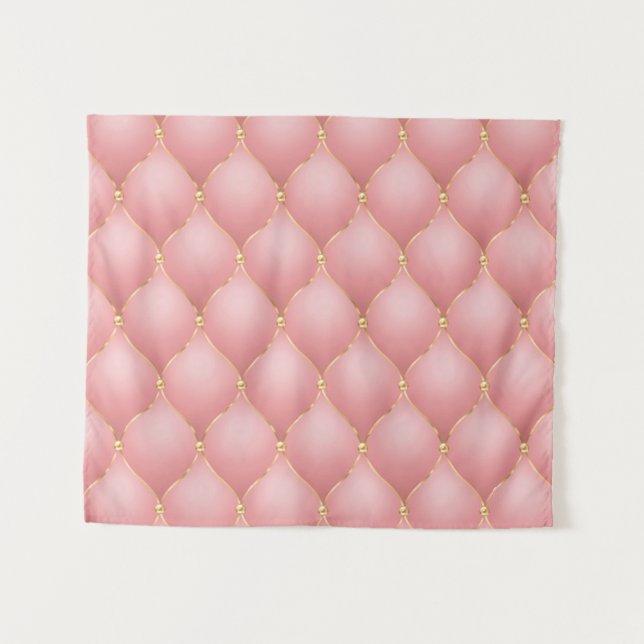 Tenture Luxe Blush Rose Rose Or Diamond Motif Tufted (Devant (Horizontal))