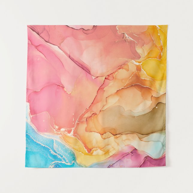 Tenture Luxe naturel peinture abstraite d'art fluide en al (Devant)