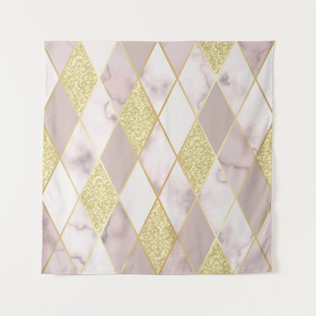 Tenture Luxueux Marbre Golden Géométrique (Devant)