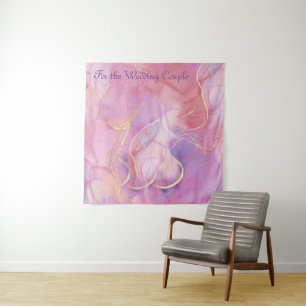 Tenture Luxueux Pinkish Marble coloré et grains d'or