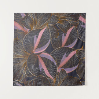 Tenture Luxury golden seamless floral background with trop