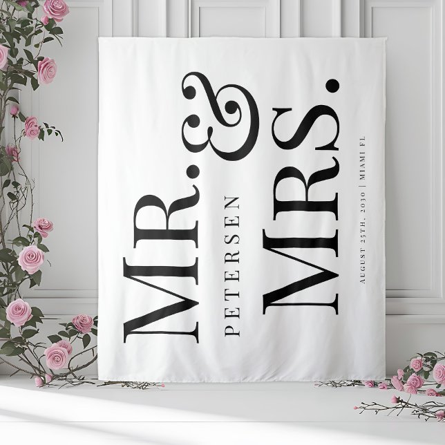 Tenture M. et Mme bold typographie mariage blanc toile de  (Créateur téléchargé)