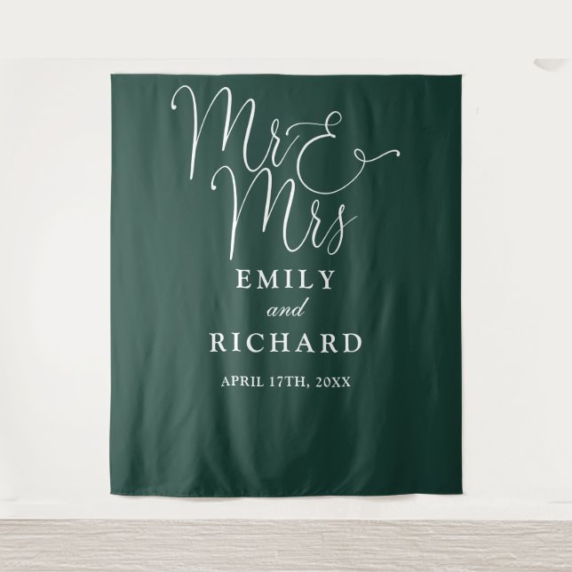 Tenture M. Et Mme Emerald Mariage Photo Contexte (Devant)