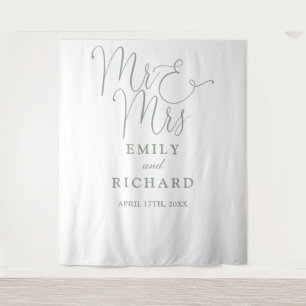 Tenture M. Et Mme Sage Green Photo Mariage Contexte