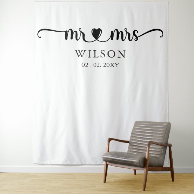 Tenture M. et Mme Script Mariage Photo Prop Contexte (En situation)