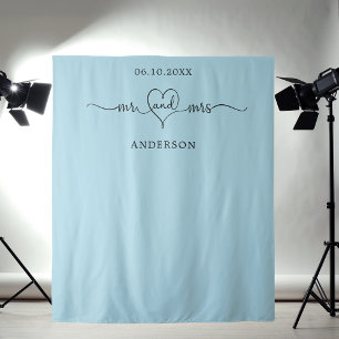 Tenture M. mme coeur photo bleu clair mariage