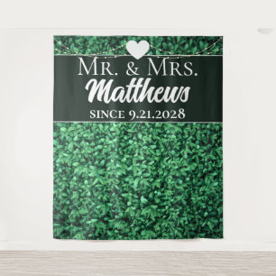 Tenture M. Mme Depuis Mur de Haie Décor de Mariage Photo