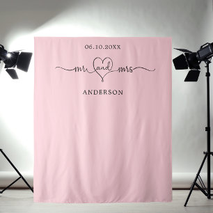 Tenture M. Mrs mariage de la photo du coeur rose vif