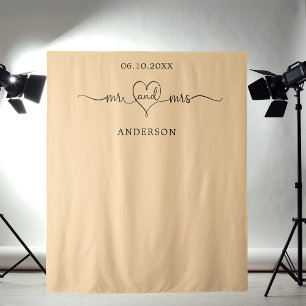 Tenture M. mrs photo coeur mariage or