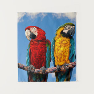 Tenture Macaw bleu et jaune et macaw Scarlet