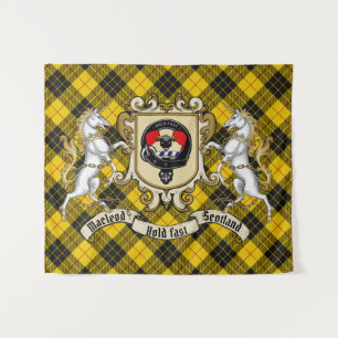 Tenture Macleod Clan Badge & Unicorns avec Tartan
