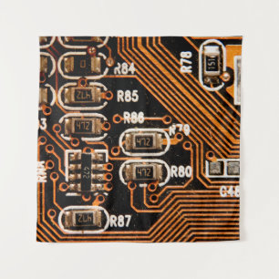 Tenture macro prise de circuit, câbles, condensateurs, car