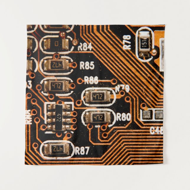 Tenture macro prise de circuit, câbles, condensateurs, car (Devant)