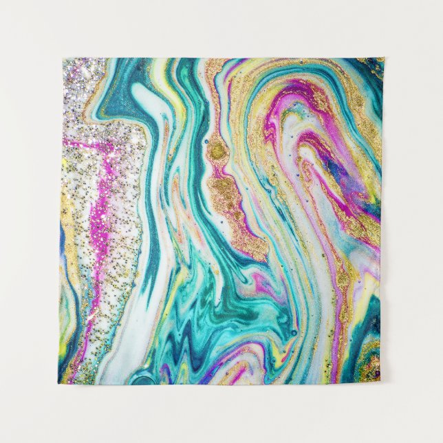Tenture Magic Marbling : Metallic Paint Design. (Devant)