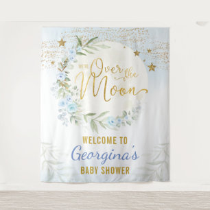 Tenture Magical Moon Stars Blue Gold Baby Boy Bienvenue