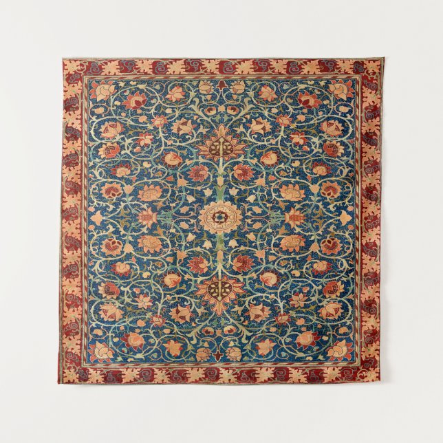 Tenture Magical Oriental Rug Pattern in Blue and Red (Devant)
