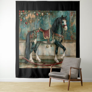 Tenture Magnifique cheval de Noël victorien