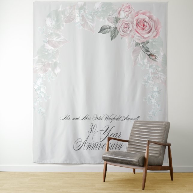Tenture Magnifiques roses roses peintes Karen Prop (En situation)
