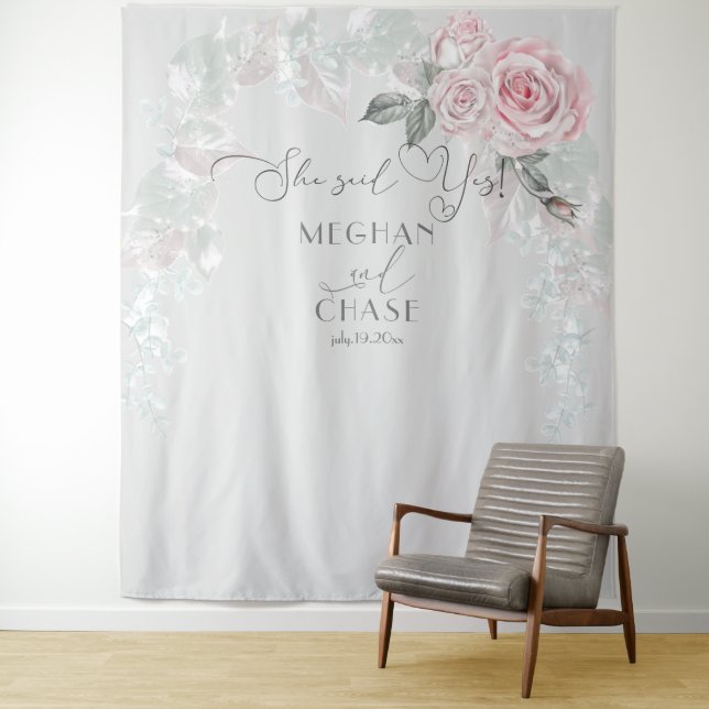 Tenture Magnifiques Roses Roses Roses Peintes en Rose Prop (En situation)