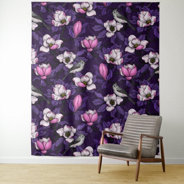 Tenture Magnolia en floraison et tireur 4 (En situation)