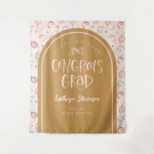 Tenture Main tirée Whimsical Congrats Grad Party Contexte (Devant)