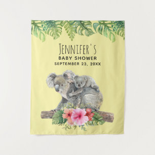 Tenture Maman et bébé ours en koala Nuit de bébé aquarelle