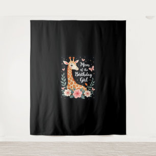 Tenture Maman girafe de la fille de l'anniversaire, famill