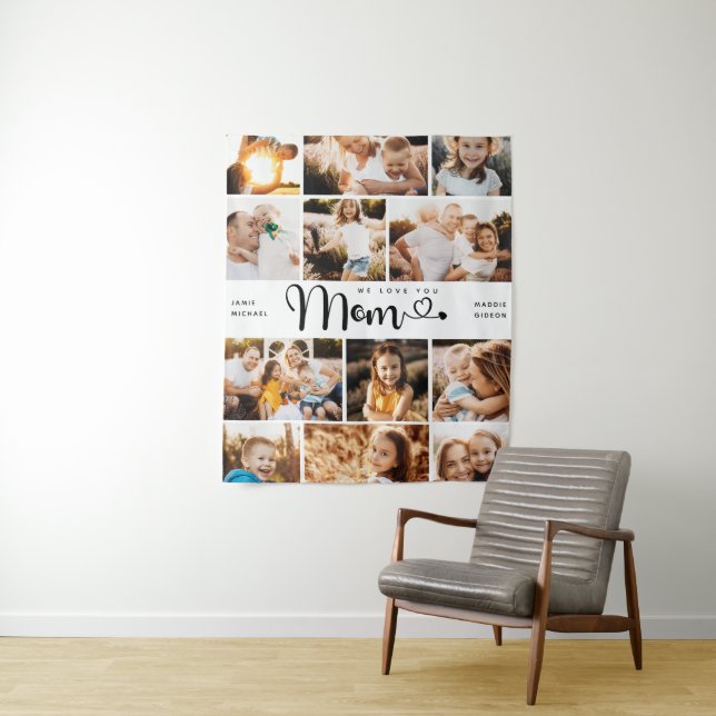 Tenture  Maman We Lots Hearts Modern Photo Collage (En situation)