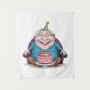 Tenture Mamie drôle Gâteau énorme & Cadeau en espèces