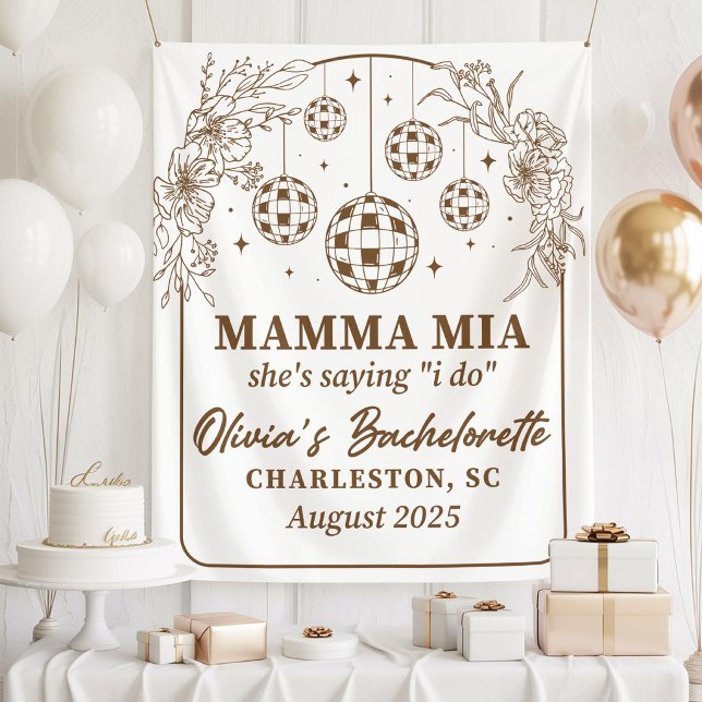 Tenture Mamma Mia Bachelorette Party Banner, She's Saying  (Créateur téléchargé)