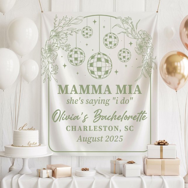 Tenture Mamma Mia Bachelorette Party Banner, She's Saying  (Créateur téléchargé)