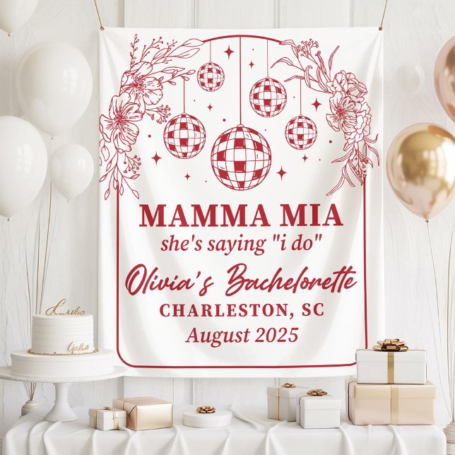 Tenture Mamma Mia Bachelorette Party Banner, She's Saying  (Créateur téléchargé)