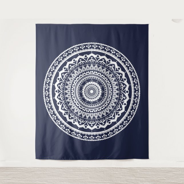 Tenture Mandala Blanc Laissez la mer vous libérer (Devant)
