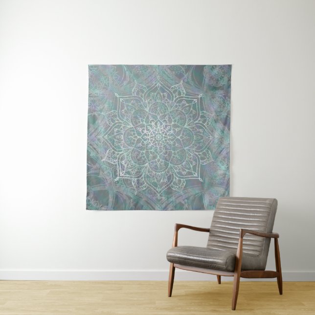Tenture Mandala Bohème Chic à reflets irisés (En situation)