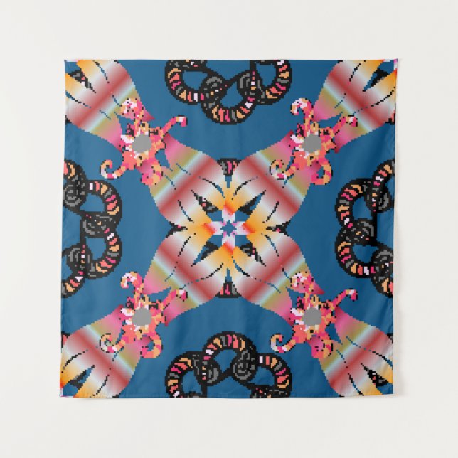 Tenture Mandala coloré sur fond jaune. Invitation (Devant)