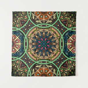 Tenture Mandala coloré : Vintage main florale tirée