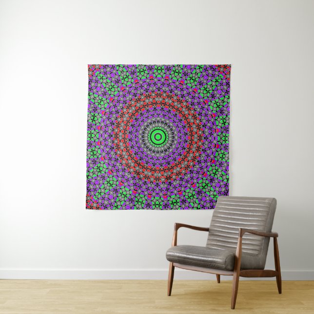 Tenture Mandala de courte tribale (En situation)